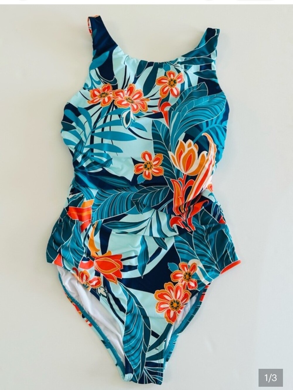🆕️Jantzen Aqua Teal & Coral Floral One-Piece Swimsuit